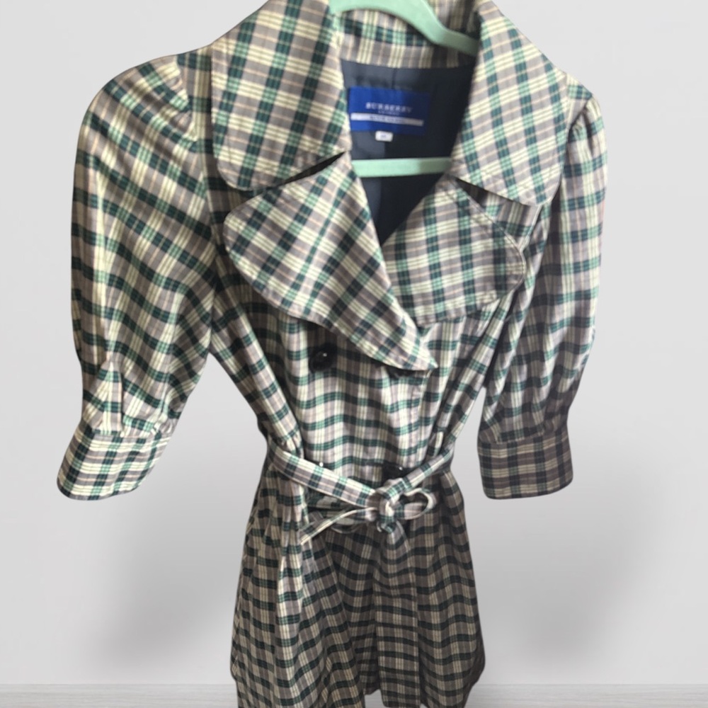 Burberry Green and Cream Plaid Jacket blue label vintage Read description